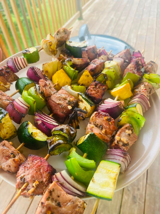 Pork and Veggie Skewers